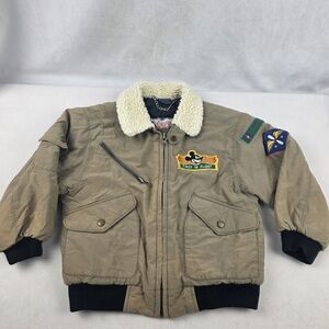 Rare Vintage Walt Disney Mickey Mouse First In Flight Quilted Bomber Jacket Sz 6